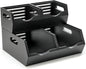 HOMESTEAD Stackable Solid Wood Storage Bins for Pantry & Countertop, Ventilated Potato and Onion Basket Organizer with Handles, Wooden Produce Storage Containers, 3 Pack, Black