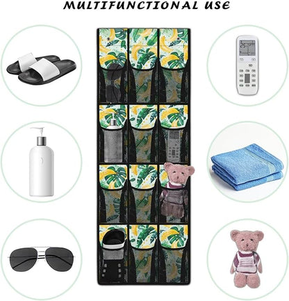 Banana Hanging Shoe Organizer,Shoe Organizer Door Hanger with 12 Mesh Large Pockets,Behind Door Shoes Hang Holder Rack