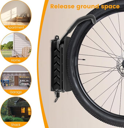 Bicycle Wall Mount, Bike Rack Garage 30 kg Load Capacity Swivel Bike Stand Anti Rust Coating for Garage Basement Balcony Corridor