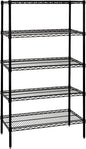 Quantum Storage Systems WR74-3048BK Wire Shelving Starter Kit, 48" W x 30" D x 74" H, 600 lbs Capacity, Carbon Steel, Epoxy Coated, Black, NSF