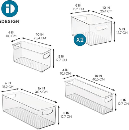 iDesign Stackable Pantry Bins with Handles, 4 Different Sizes, 5 Pack, Clear, Made in USA