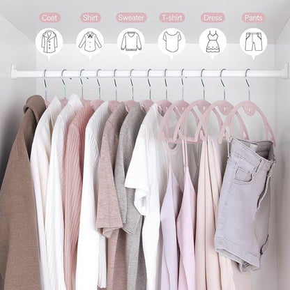Velvet Hangers 50 Pack: Felt Clothes Hangers Heavy Duty Shirt Sweater Hangers No Shoulder Bump Non Slip Slim Thin Coat Hangers for Closet - Pink Multi