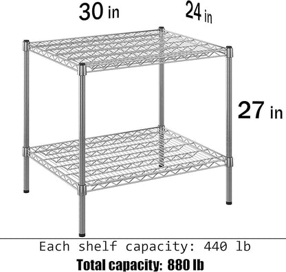 24" Deep x 30" Wide x 27" Height Wire Shelving Kit | 2-Tier | NSF Commercial Storage Rack Unit