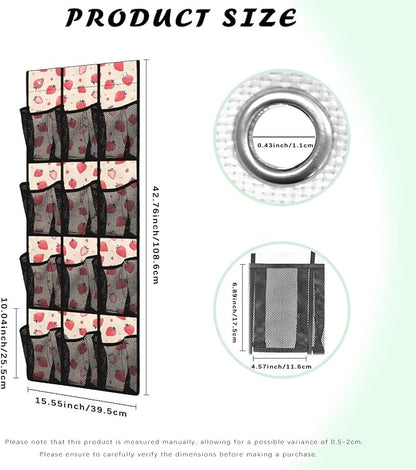Strawberry Over the Door Shoe Organizer 12 Large Mesh Pockets Hanging Shoe Rack for Door Shoe Storage Organizer Shoe Holder Hanger