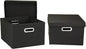 Household Essentials Fabric Storage Boxes with Lids and Handles, Black