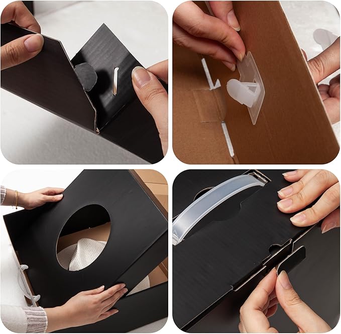 Wide Brim Panama Fedora Cowboy Hat Box for Gifting and Traveling, Closet Organizer Holder with Window Display for Storage, Portable, Black, Large Size 18.1 * 16.5 * 6.3", Gift Idea (Pack of 5)