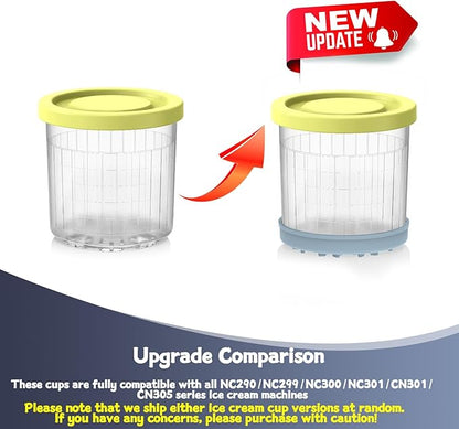 Creami Containers Replacement for Ninja Creami Pints and Lids - 4 Pack, 16oz Cups Compatible with NC300 NC301 NC299AMZ Series creamy Ice Cream Maker, Creami accessories