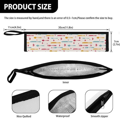Cute Cutlery Print Reusable Travel Tableware Carrying Bag Storage Case Cutlery Flatware Organziers for Straw Spoon Fork Chopsticks Portable Utensil Holder