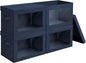 Homsorout Stackable Storage Bins with Lids - Large Storage Box with Lids, Foldable Closet Boxes for Organizing, Wardrobe Clothes Organizer with Window, Cubes Bins for Living Room, 4 Pack, Navy Blue