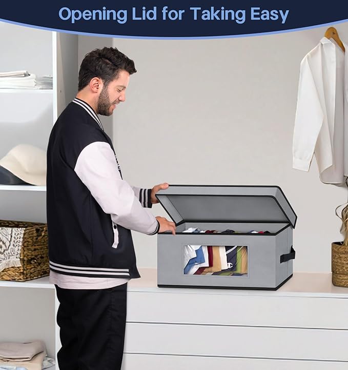 SLEEPING LAMB Stackable Hat Organzier for Baseball Caps, 4 PCS Hat Storage Boxes for Closet Hold 60 Caps with Cardboard, Grey