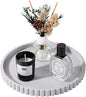 Round Bathroom Tray Silicone Kitchen Counter Decor Vanity Organizer Decorative Coffee Table Tray for Perfume, Candle, Soap Dish, 9 Inch, Light Gray