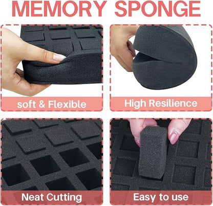 Essential oils Organizer Holder Foam Pad with Slots, Holds 42 bottles of 10ml、15ml Bottles, Removable Dividers，Black