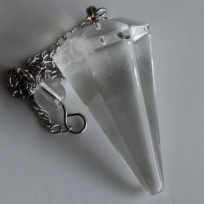 Faceted Mixed gemstone crystal pendulum point reiki chakra pendant bead Chain 6''