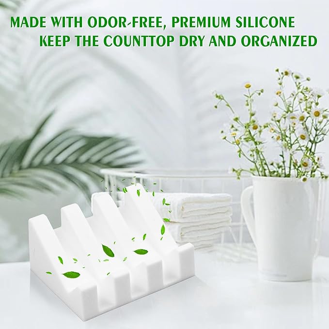 Self Draining Soap Dish Holder,Silicone Soap Dish,for Bathroom,Kitchen, Sponges，Can Extend Soap Life，Keep Soap Bars Dry and Easy Cleaning (N-Cream White,3-Pack)
