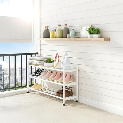 KANAV 3-Tier Expandable Shoe Rack, Heavy Duty Adjustable Metal Shoe Organizer for Closet & Entryway, Freestanding, Tool-Free Assembly, White