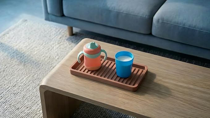 Silicone Sink and Surface Organizer Tray, Sponge Holder, Vanity Tray, Trivet, Heat Safe, Dishwasher Safe, for Bathroom and Kitchen Organization (Mocha, 9"x3.5")