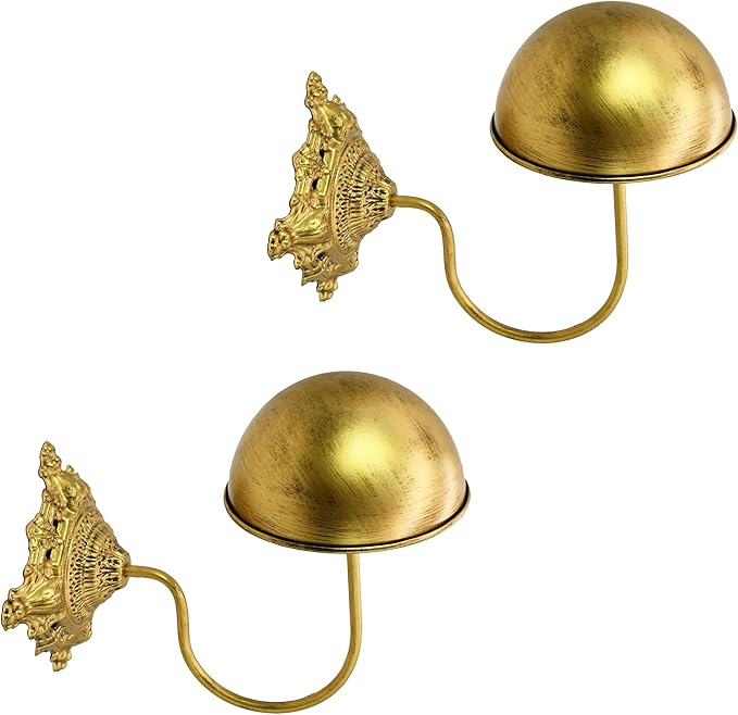 Owlgift Rustic Gold Wall Mounted Hat Holder Set of 2 – Vintage Style Iron Cap Rack with Dome Top for Hats, Helmets, Wigs & Scarves – Decorative Wall Hook for Entryway, Home, Cafe, or Boutique