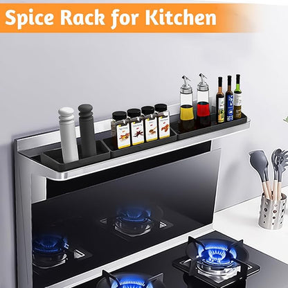 Foeacry Silicone Magnetic Shelf for Stove Top 30"/24"/20" for Kitchen Gadgets, Soft Flexible Strong Magnetic Heat Resistant Spice Rack Kitchen Organizer for Back of Oven