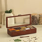Brick Brown® Premium Handcrafted Wooden Prism Masala Box with Wooden Spoon | 9-Compartment Spice Box Organizer with Acrylic Lid | Masala's Dani Namak Dani Dabba | Masala Container Popula Dabba