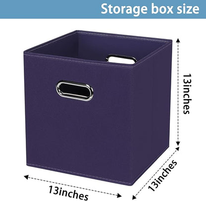 Fabric Cubby Storage Bins,13x13x13 Inches,Cube Organizer Bin Foldable Storage Boxes with Dual Handles Fabric Organizer Box and collapsible Storage basket,Set of 8,Navy Blue