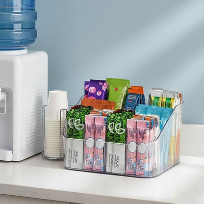 Drink Packet Organizer, Powdered Drink Mix,Powder Packet,Acrylic Water Flavor Packet Organization Container with Removable Dividers for Storage Bins for Kitchen Cabinet, Pantry,Office