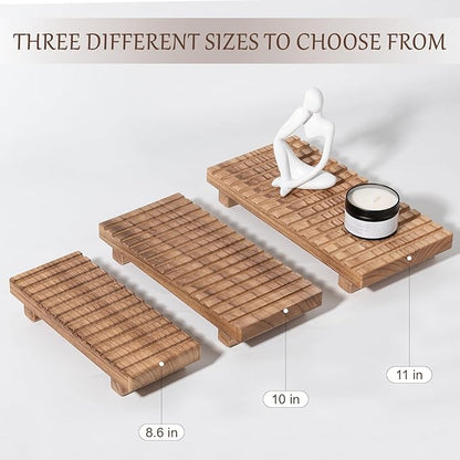 Bathroom Tray Rustic Farmhouse Bathroom Decor Wood Display Stand Riser Kitchen Soap Dish Holder for Vanity, Countertop, Sink, 10 * 4.5 Brown