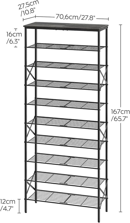 YATINEY 10 Tier Shoe Rack, Large Capacity Shoe Storage Organizer Holds 40 Pairs, Sturdy and Stable, for Entryway, Hallway, Closet, Dorm Room, Charcoal SS10BCG1