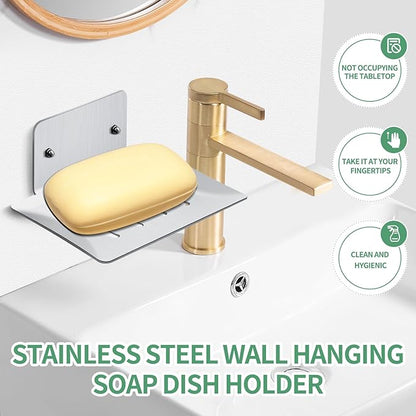 YUZP Soap Holder for Shower with Stainless Steel,Rustproof Soap Saver Sponge Holder for Bathroom,Tub,Kitchen Sink (Chrome Bore)
