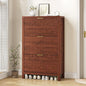 YOMILUVE Shoe Cabinet Storage for Entryway, Fluted Shoe Cabinet with 3 Flip Drawers, Hidden Shoe Rack Tall Freestanding Shoe Organizer with Legs for Hallway, Walnut