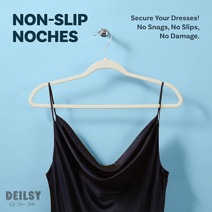 DEILSY™ Ivory Hangers 50 Pack - Non Velvet Slim Hangers - Durable Hanger Space Saver for Closet Organization, Shirts, Dresses, Jackets, Pants, Adult Clothes Storage Solution