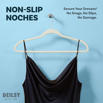 DEILSY™ Ivory Hangers 50 Pack - Non Velvet Slim Hangers - Durable Hanger Space Saver for Closet Organization, Shirts, Dresses, Jackets, Pants, Adult Clothes Storage Solution