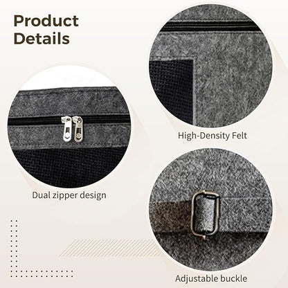Varku Foldable Hat Storage Box, 18.9 x 16.5 in Felt Cowboy Hat Organizer, Large Capacity, Dustproof, Clear Window, Dual Zipper, Space Saving for Hats, Dark Gray