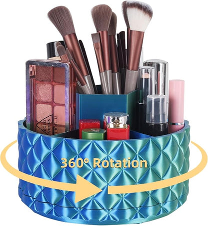 Rotating Makeup Organizer Gradient Color - Large Makeup Storage Holder with 6 Compartments for Vanity, Bathroom, Desk Decor, Multi-Purpose Cosmetic Organizer & Gift-Ready Perfume Organizer for Women
