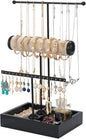 Jewelry Organizer Stand 3 Tier Hanging Jewelry Organizer for Earring Necklace Bracelet Holder Jewelry Ring Perfume Organizer Box Holder Storage (3-Tier Black)