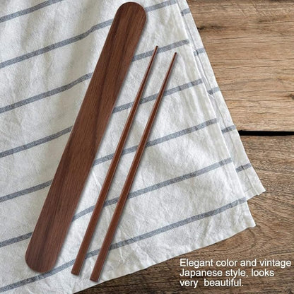 Chopsticks Storage Case, Portable Wooden Reusable Travel Case Flatware Storage Box for Stationery Chopsticks Toothbrush Straws