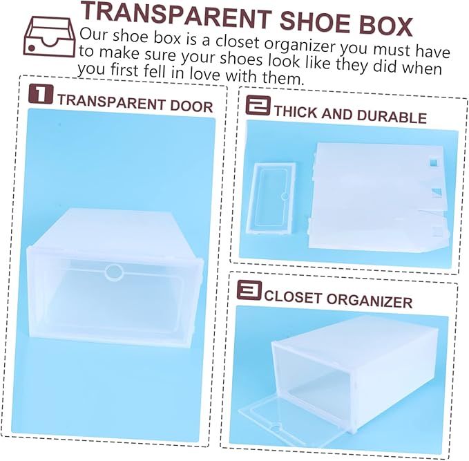 6pcs Shoe Container Storage Shoe Boxes Stackable Organizer for Closet Racks