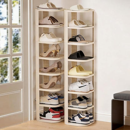 UFORU 8 Tier Vertical Shoe Rack,Corner Shoe Organizer for Entryway,Narrow Free Standing Shoe Organizer for Small Spaces,Tall Shoe Rock for Closet,Easy Assembly Shoe Storage Stand