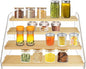VAEHOLD Spice Rack Organizer for Cabinet & Countertop - Seasoning Organizer Spice Shelf - Space Saving Wooden Display Risers Shelf Showcase Fixtures Jewelry (4 Tier)