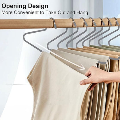 devesanter Pants Hanger, 30 Pack Space Saving Open-Ended Metal Pants Hanger, Non Slip Trousers Slack Hangers Organizers for Pants Jeans Slacks Scarf Trousers Ties,Grey