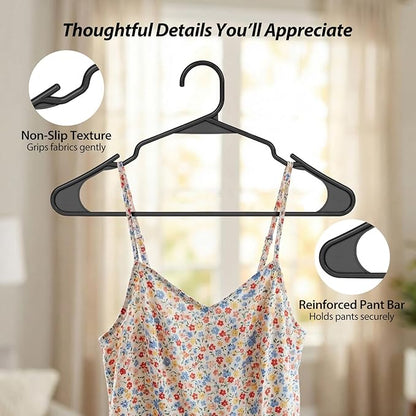 Plastic Hangers, Space Saving Clothes Hanger, Durable and Strong Closet Organizers and Storage (Black, 30 Pack)