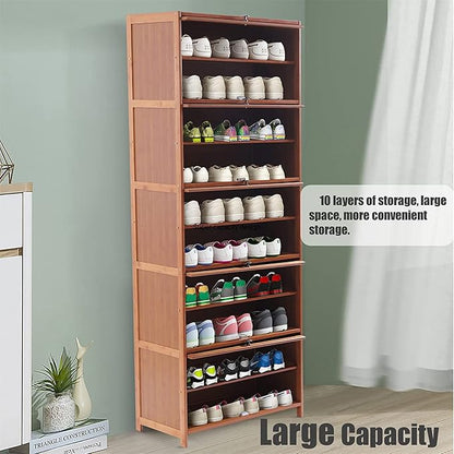 DYRABREST 10-Tier Shoe Organizer Cabinet with Cover Large Capacity Shoe Rack Tiered Storage with Sophisticated Handle and Extra Storage Platform for Home (10-Tier 23.62Inch/60Cm)