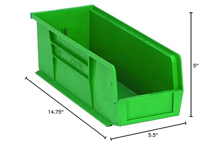 QUANTUM STORAGE SYSTEMS K-QUS234GN-6 6-Pack Ultra-Stack and Hang Bins, 14-3/4" x 5-1/2" x 5", Green