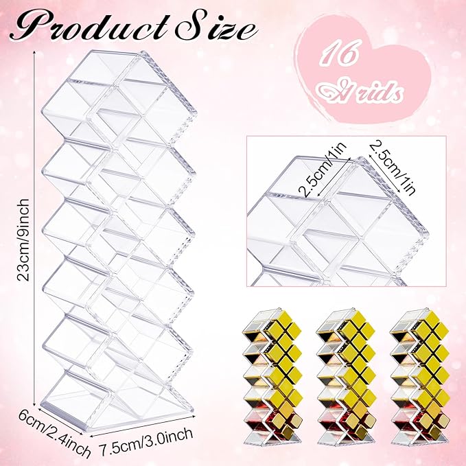 6 Pack Acrylic Lipstick Holder Organizer 96 Slots Clear Lip Gloss Holder Organizers Stackable Fish Shape Lipsticks Tower Lipstick Case Display Stand Storage Box for Makeup Cosmetic Vanity drawer