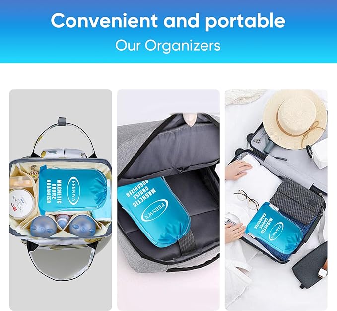 Magnetic Cruise Door Organizer,15 Large Durable Pockets，Upgrade Over The Door Organizer For Cruise Ships,Cruise Essentials 2026，Shoe Rack For Door,3 Strong Anti-Scratch Magnets, 9 Hooks