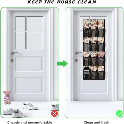 Coffees Over The Door Shoe Organizer 12 Pockets Wall Hanging Storage Space Saving Over The Door Closet Organizer Large Capacity Brown Shoe Holder Hanger for School