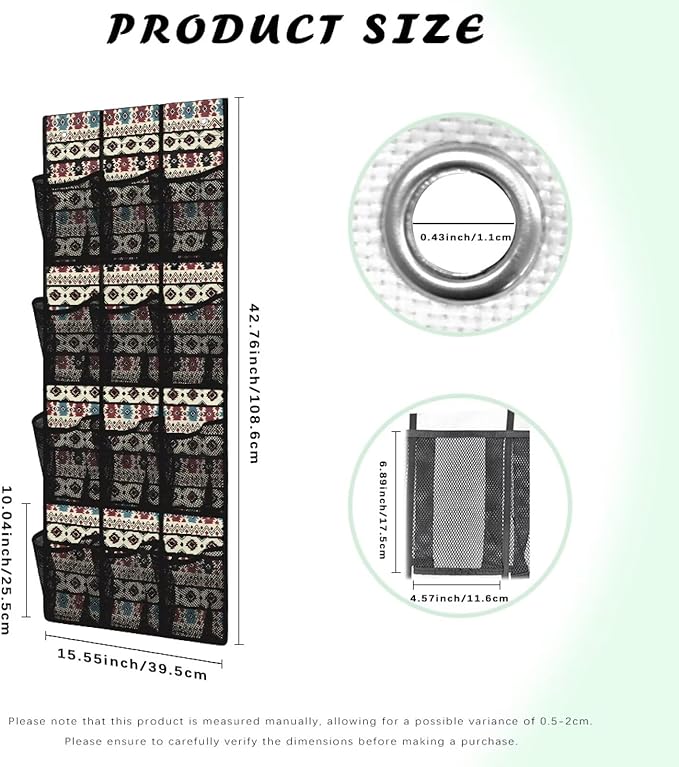Aztec Over The Door Hanging Storage Organizer, 12 Reinforced Pockets for Toys Sundries Organizers and Storage