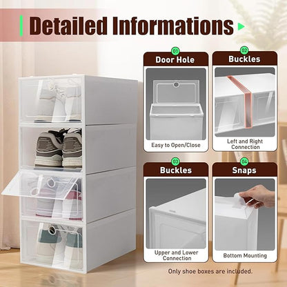 for 20X Foldable Stackable Shoe Box Storage Plastic Transparent Clear Shoe Organizer