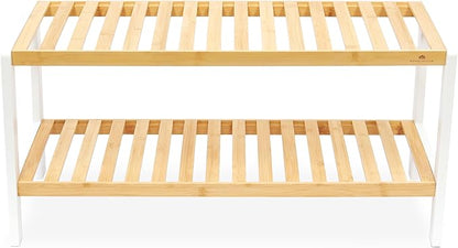 RoyalHouse Bamboo Shoe Rack, 2-Tier Shoe Organizer, Perfect Free Standing Shoe Rack for Living Room, Closet, Entryway, Bedroom