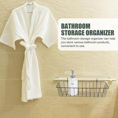 ULTECHNOVO Hanging Wire Basket Kitchen Storage Organizer over Cabinet Door Metal Wire Basket for Bathroom Toiletries and Pantry 12.40X3.54X3.14In Black