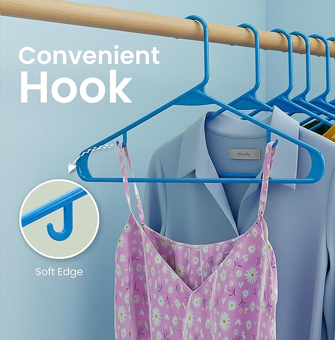 Utopia Home Plastic Hangers 30 Pack - Clothes Hanger with Hooks - Durable & Space Saving (Blue)